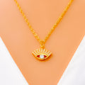 Unique Evil Eye 21k Gold CZ Necklace