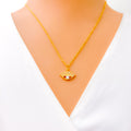 Unique Evil Eye 21k Gold CZ Necklace