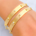 Iconic Contour 22k Gold CZ Bangle Pair 