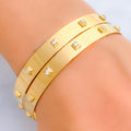 Iconic Contour 22k Gold CZ Bangle Pair 