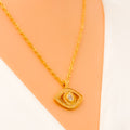 Extravagant Evil Eye 21k Gold CZ Necklace 