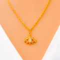 Dainty Evil Eye 21k Gold CZ Necklace 