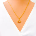 Dainty Evil Eye 21k Gold CZ Necklace 