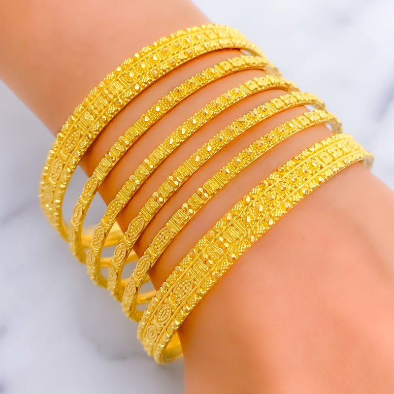 Regal Gleaming 22k Gold Bangle Set 