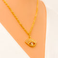 Majestic Evil Eye 21k Gold CZ Necklace 