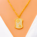 Dazzling Floral 21k Gold CZ Necklace