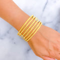 Bold Stately Striped 22k Gold Bangle Set 