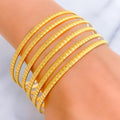 Bold Stately Striped 22k Gold Bangle Set 