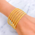 Bold Stately Striped 22k Gold Bangle Set 