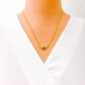Vibrant Evil Eye 21k Gold CZ Necklace 