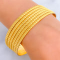 Bold Stately Striped 22k Gold Bangle Set 