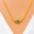 Vibrant Evil Eye 21k Gold CZ Necklace 