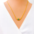 Vibrant Evil Eye 21k Gold CZ Necklace 