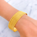 Bold Stately Striped 22k Gold Bangle Set 