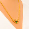 Vibrant Evil Eye 21k Gold CZ Necklace 