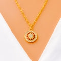 Sparkling Round 21k Gold CZ Necklace 