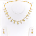 Mesmerizing Chevron Heart 22k Gold CZ Necklace Set 