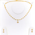 Gleaming Lustrous Floral 22k Gold CZ Necklace Set 