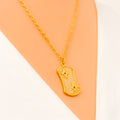 Modern Shiny Floral 21k Gold CZ Necklace 