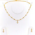 Imperial Glowing 22k Gold CZ Sleek Lined Necklace Set 