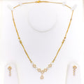 Majestic Open Floral Halo 22k Gold CZ Necklace Set 