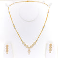 Bold Geometric Halo Flower 22k Gold CZ Necklace Set