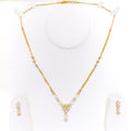 Modish Fancy 22k Gold Floral CZ Necklace Set 