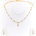 Special Embellished Marquise Triangle 22k Gold CZ Necklace Set 