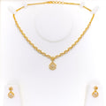 Distinct Trendy Motif 22k Gold CZ Necklace Set 