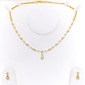 Luxurious Alluring Drop 22k Gold CZ Necklace Set 