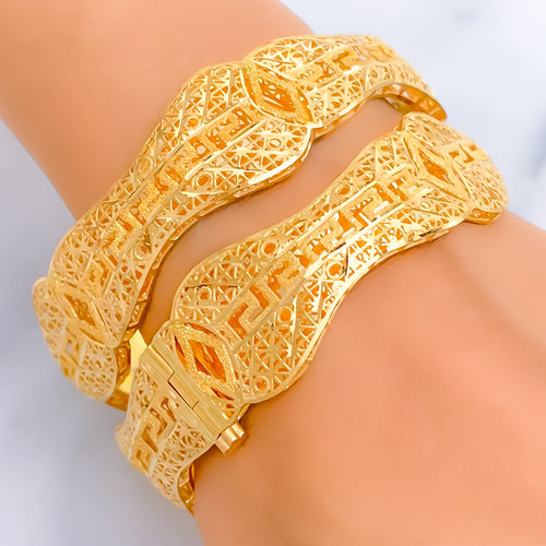 Artistic Sculptural 21k Gold Mesh Bangles