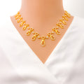 Mesmerizing Chevron Heart 22k Gold CZ Necklace Set 