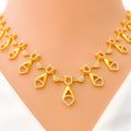 Mesmerizing Chevron Heart 22k Gold CZ Necklace Set 