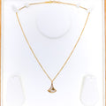 Graceful Floral Fanned 21k Gold CZ Necklace