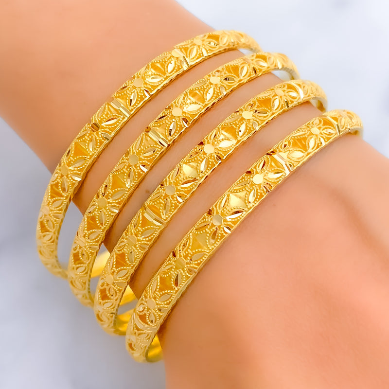 embellished-reflective-flower-21k-gold-bangles