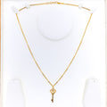 Decorative Key Shaped 21k Gold CZ Necklace