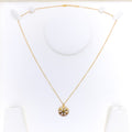 Radiant Round Flake 21k Gold CZ Necklace