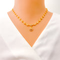 Gleaming Lustrous Floral 22k Gold CZ Necklace Set 