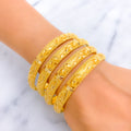 Sophisticated Royal 21k Gold Netted Bangles