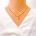 Imperial Glowing 22k Gold CZ Sleek Lined Necklace Set 