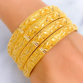 Sophisticated Royal 21k Gold Netted Bangles