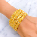 Sophisticated Royal 21k Gold Netted Bangles