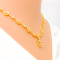 Imperial Glowing 22k Gold CZ Sleek Lined Necklace Set 