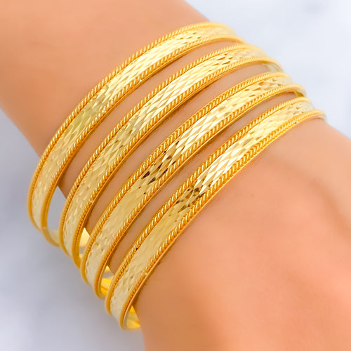 Faceted Eternal Radiant 21k Gold Bangles