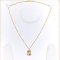 Modern Shiny Floral 21k Gold CZ Necklace