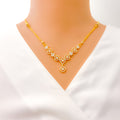 Majestic Open Floral Halo 22k Gold CZ Necklace Set 