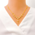 Bold Geometric Halo Flower 22k Gold CZ Necklace Set 