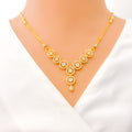 Bold Geometric Halo Flower 22k Gold CZ Necklace Set 