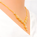 Bold Geometric Halo Flower 22k Gold CZ Necklace Set 