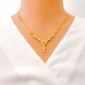 Modish Fancy 22k Gold Floral CZ Necklace Set 